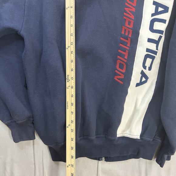 Vintage Nautica Competition Blue With Stripes Full Zip Sweatshirt Jacket Large - Picture 7 of 8